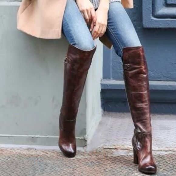 Frye Lucinda Over-The-Knee Genuine Leather Boots. - Picture 1 of 11